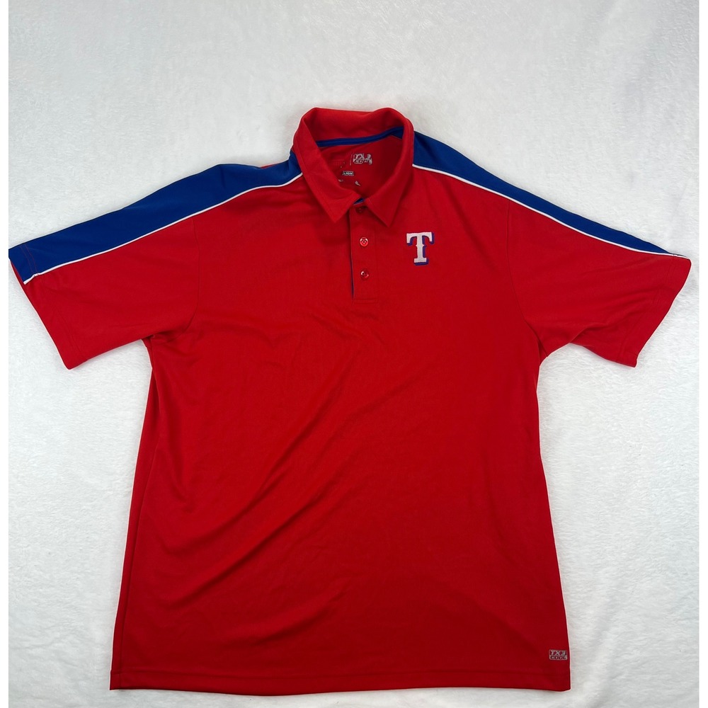 MLB‎ Texas Rangers Polo Shirt Size XL MLB Red Blue Baseball